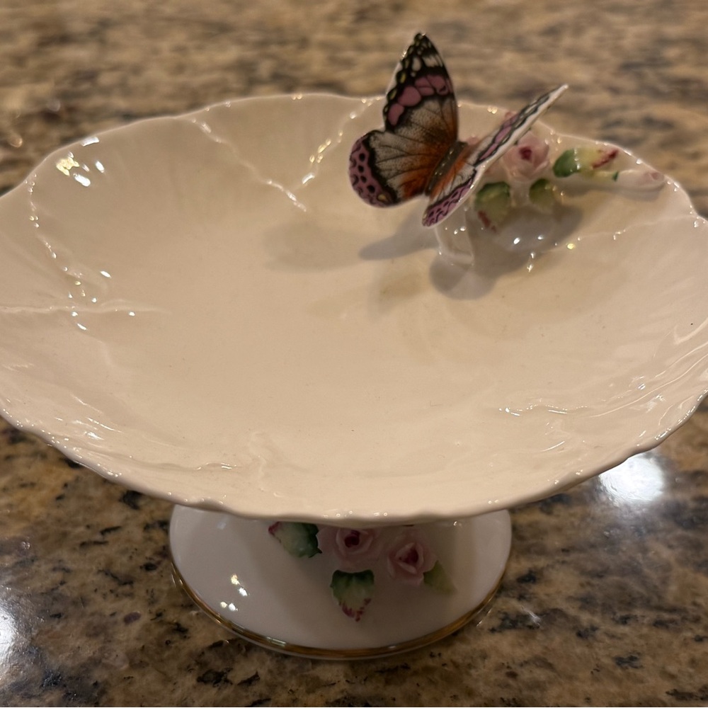 1979 Enesco bone china butterfly pedestal